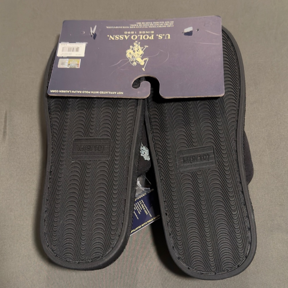U.S. Polo Assn. Black Quilted Slide Sandals - Picture 2 of 7